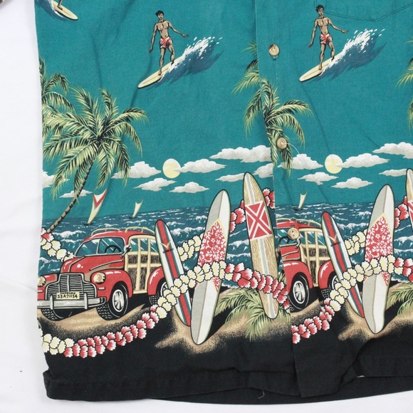 80's RJC Hawaiian Camp Button Up Shirt Adult Large - Picture 3 of 7